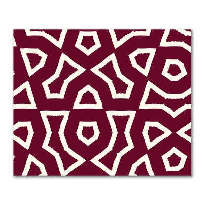 Burgundy Red Cotton Sateen Fabric with Bold Pale Cream Graphic  | FACS-1283-392