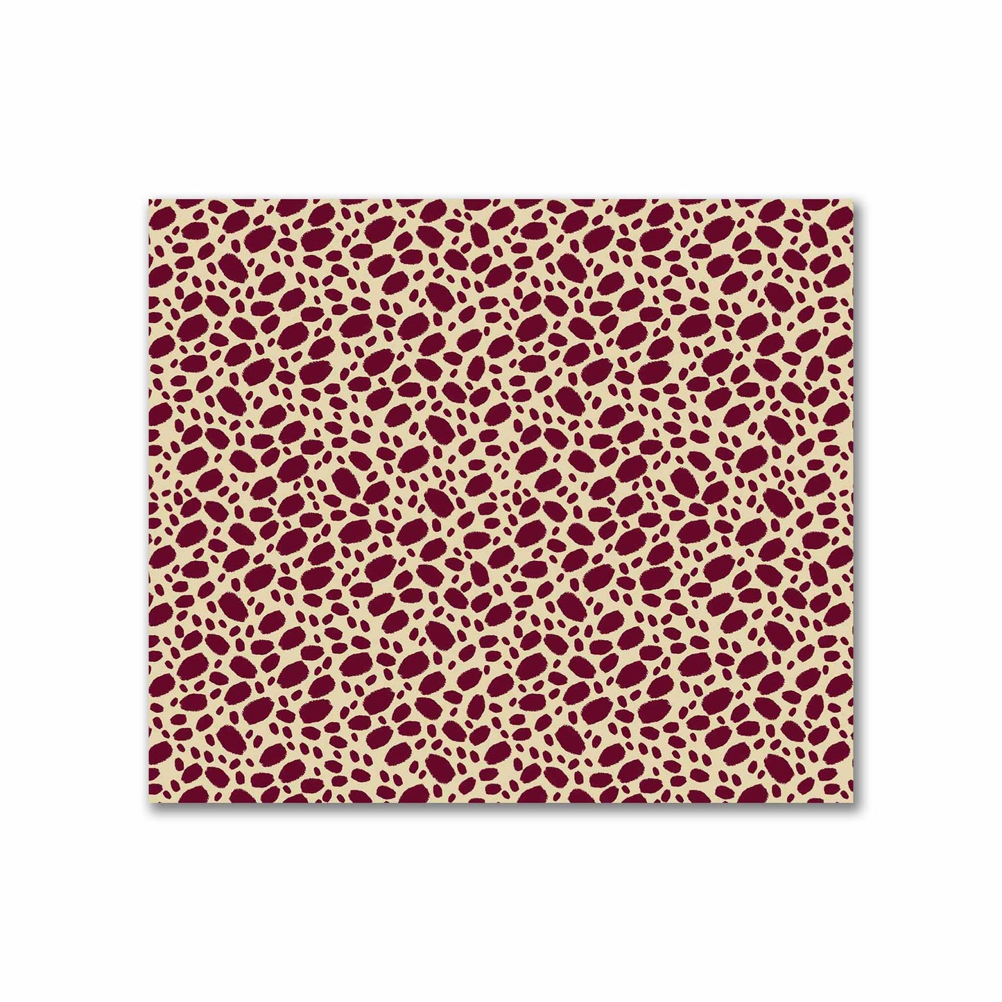 Tan Cotton Sateen Fabric with Burgundy Red Hand-painted Dab Motif Print | FACS-1284-092