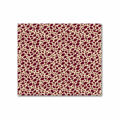 Tan Cotton Sateen Fabric with Burgundy Red Hand-painted Dab Motif Print | FACS-1284-092