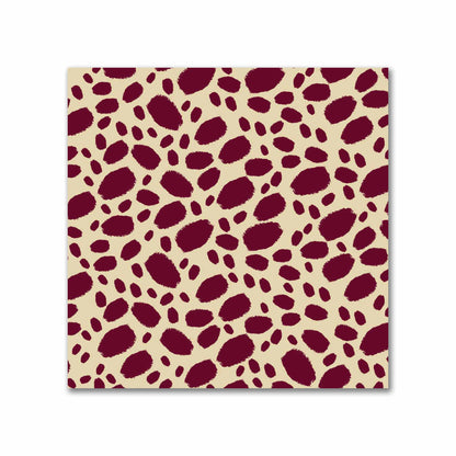Tan Cotton Sateen Fabric with Burgundy Red Hand-painted Dab Motif Print | FACS-1284-092