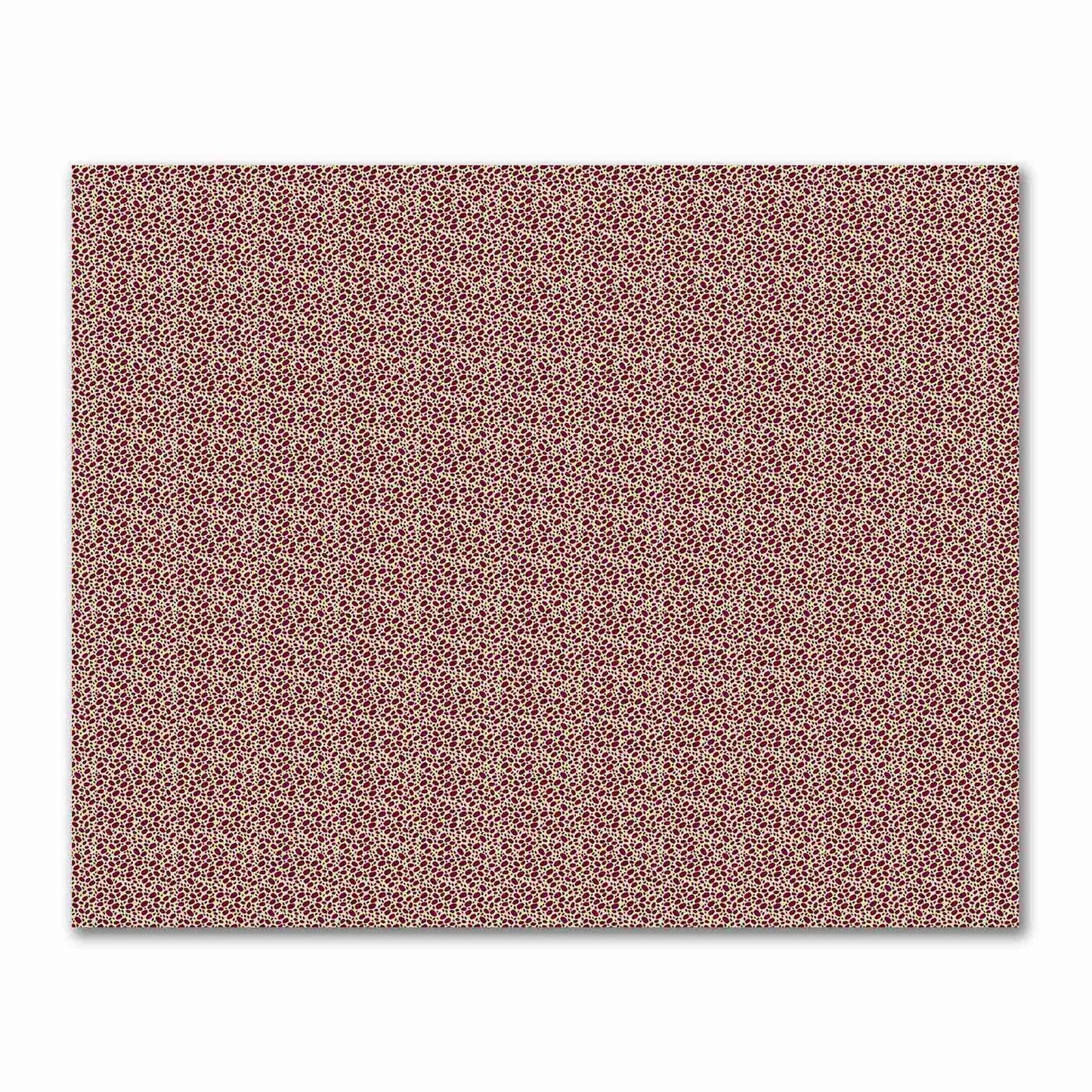 Tan Cotton Sateen Fabric with Burgundy Red Hand-painted Dab Motif Print | FACS-1284-092