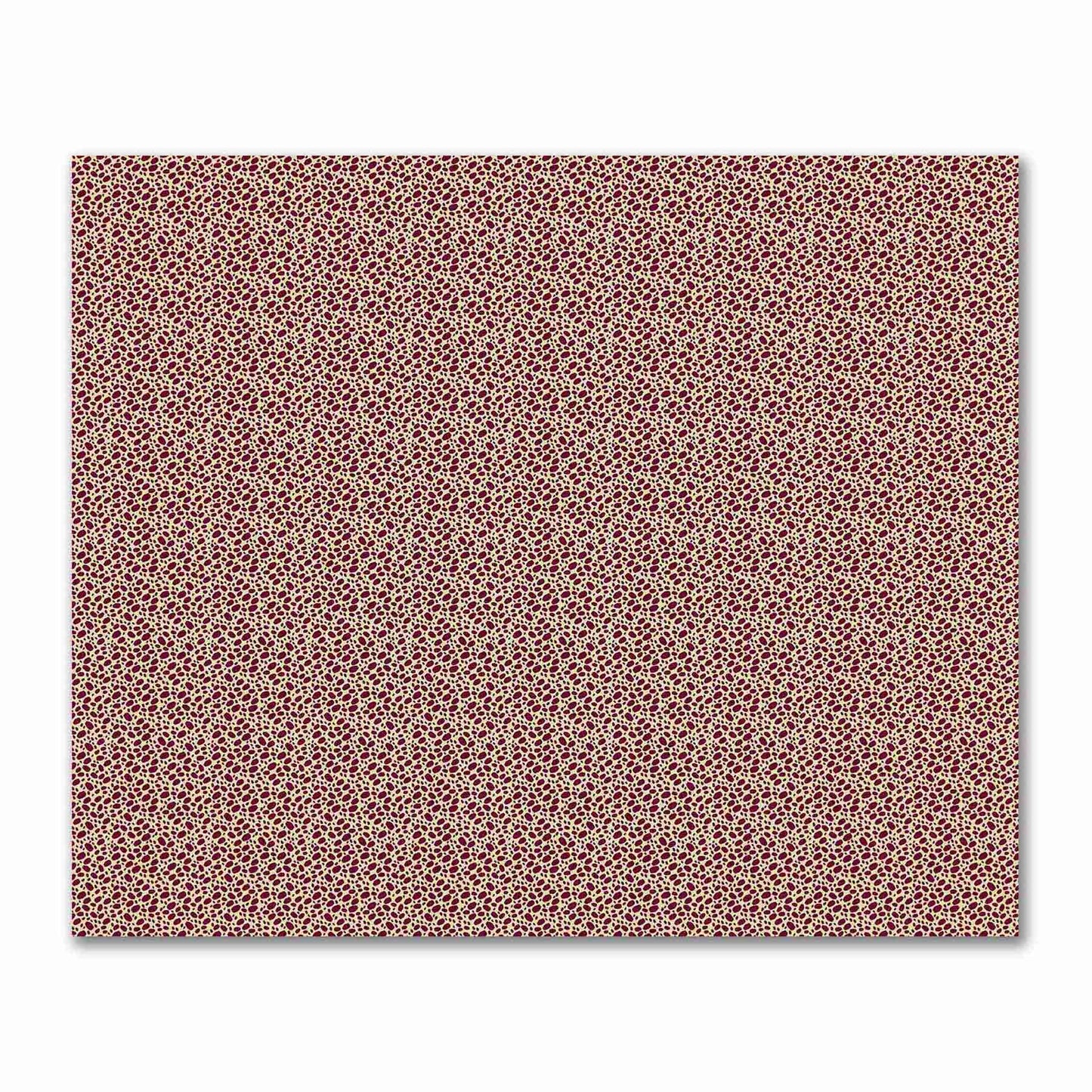 Tan Cotton Sateen Fabric with Burgundy Red Hand-painted Dab Motif Print | FACS-1284-092