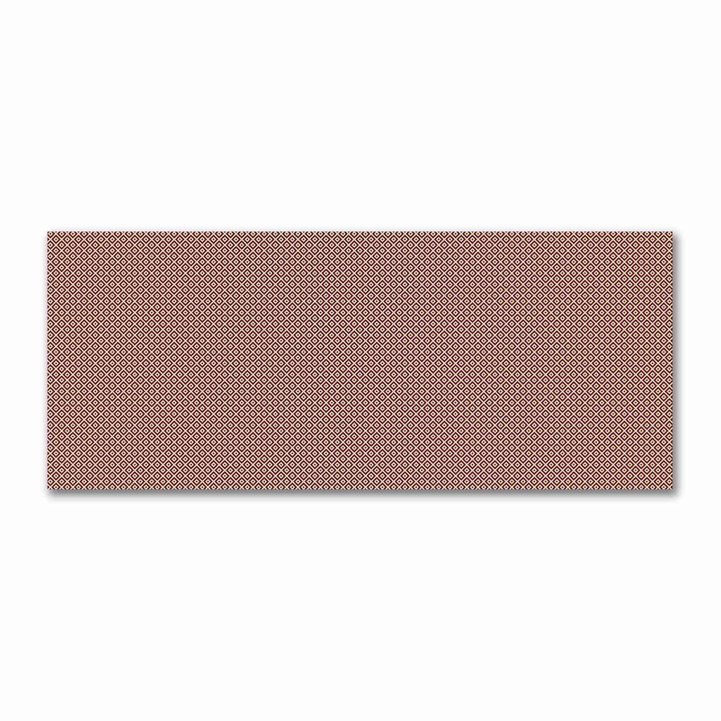 Tan Cotton Sateen Fabric with Burgundy Red Repeating Square Motif Print | FACS-1284-122
