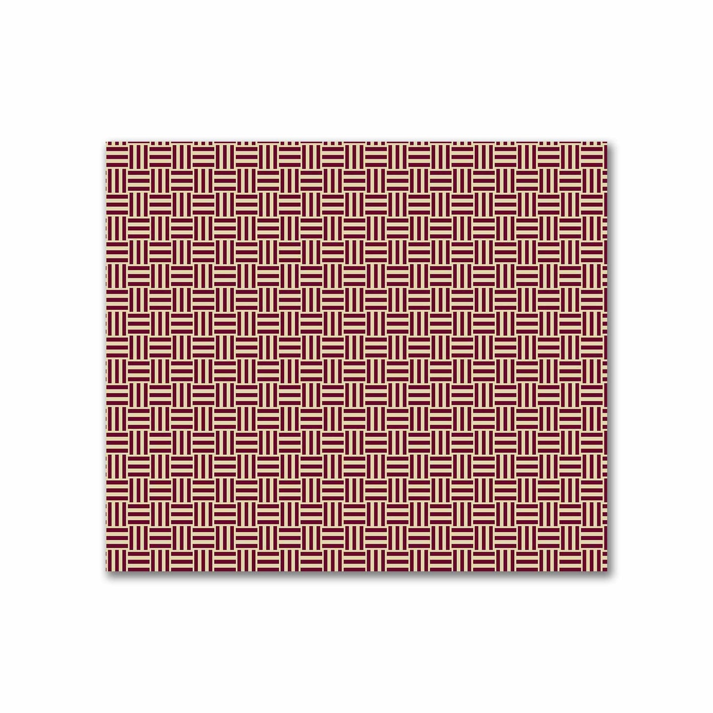 Tan Cotton Sateen Fabric with Burgundy Red Single Weave Motif Print | FACS-1284-142