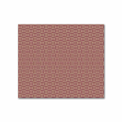 Tan Cotton Sateen Fabric with Burgundy Red Single Weave Motif Print | FACS-1284-142