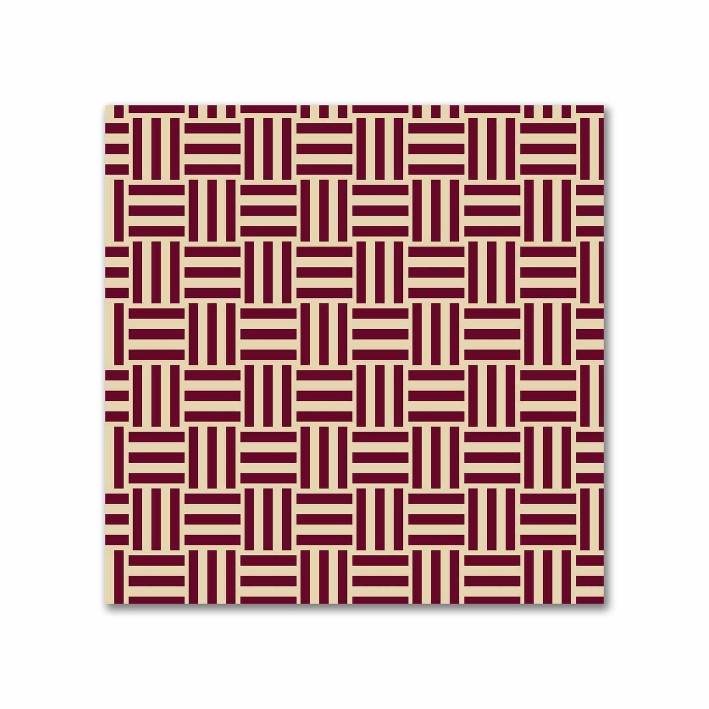 Tan Cotton Sateen Fabric with Burgundy Red Single Weave Motif Print | FACS-1284-142