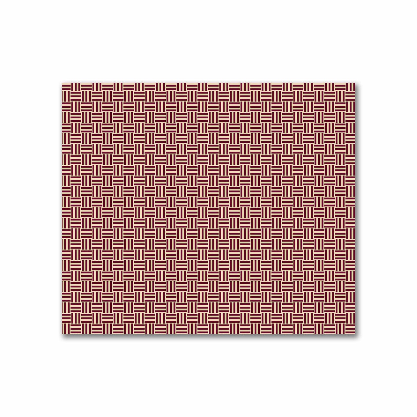 Tan Cotton Sateen Fabric with Burgundy Red Double Weave Motif Print | FACS-1284-144