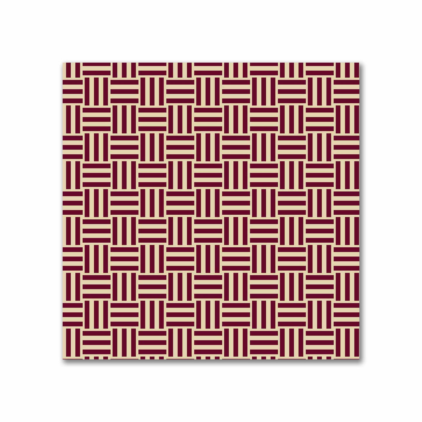 Tan Cotton Sateen Fabric with Burgundy Red Double Weave Motif Print | FACS-1284-144