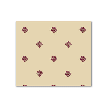 Tan Cotton Sateen Fabric with Burgundy Red Hand-painted Swizzle Motif Print | FACS-1284-171