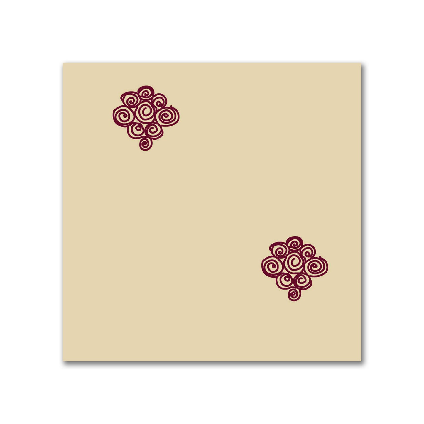 Tan Cotton Sateen Fabric with Burgundy Red Hand-painted Swizzle Motif Print | FACS-1284-171