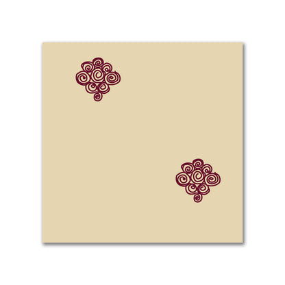 Tan Cotton Sateen Fabric with Burgundy Red Hand-painted Swizzle Motif Print | FACS-1284-171