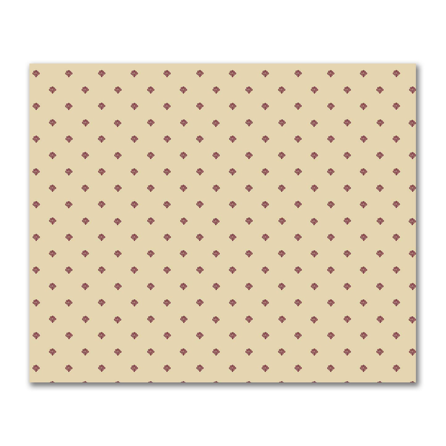 Tan Cotton Sateen Fabric with Burgundy Red Hand-painted Swizzle Motif Print | FACS-1284-171