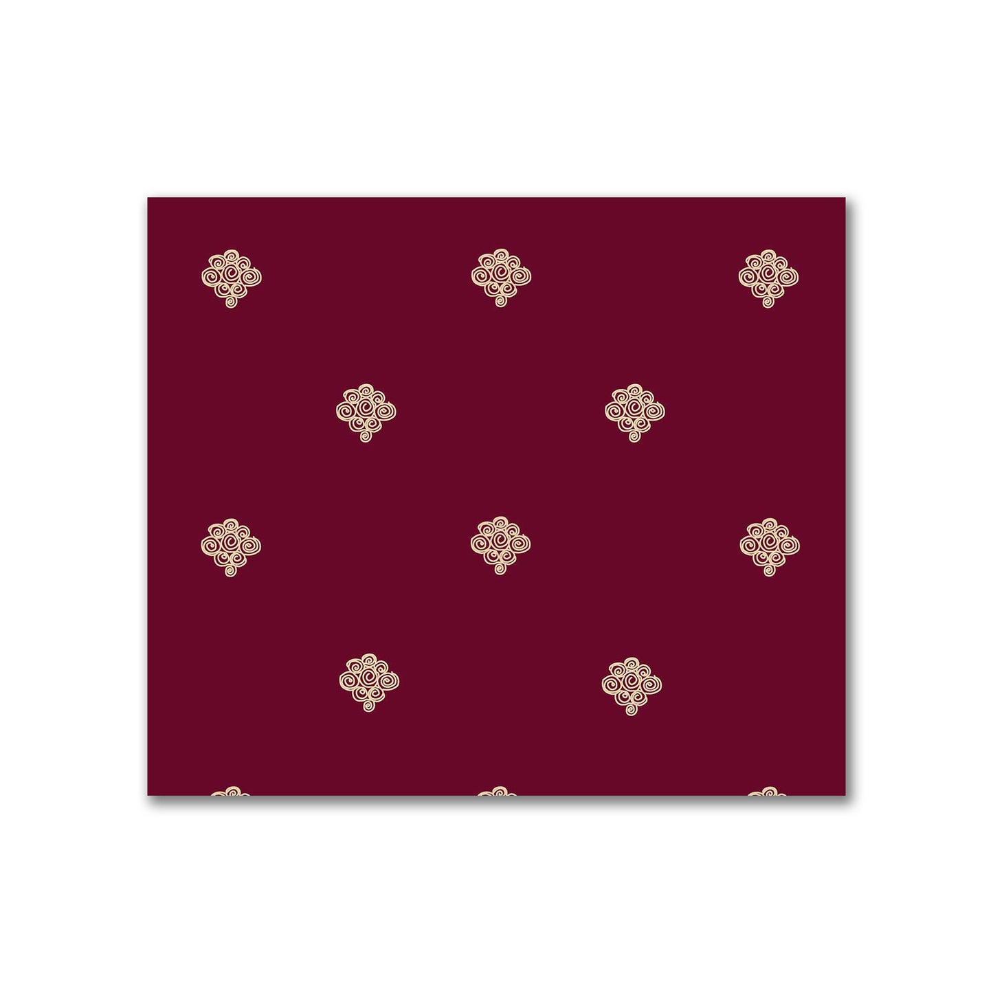 Burgundy Red Cotton Sateen Fabric with Tan Hand-painted Swizzle Motif Print | FACS-1284-172