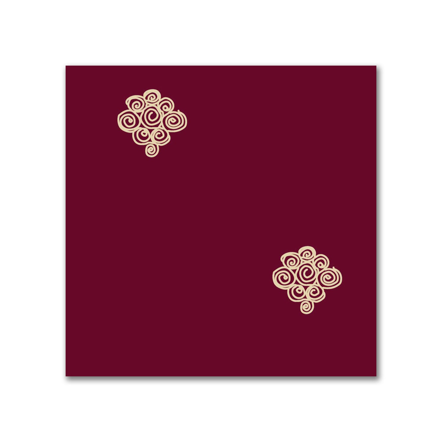 Burgundy Red Cotton Sateen Fabric with Tan Hand-painted Swizzle Motif Print | FACS-1284-172