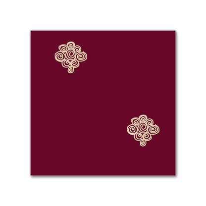 Burgundy Red Cotton Sateen Fabric with Tan Hand-painted Swizzle Motif Print | FACS-1284-172