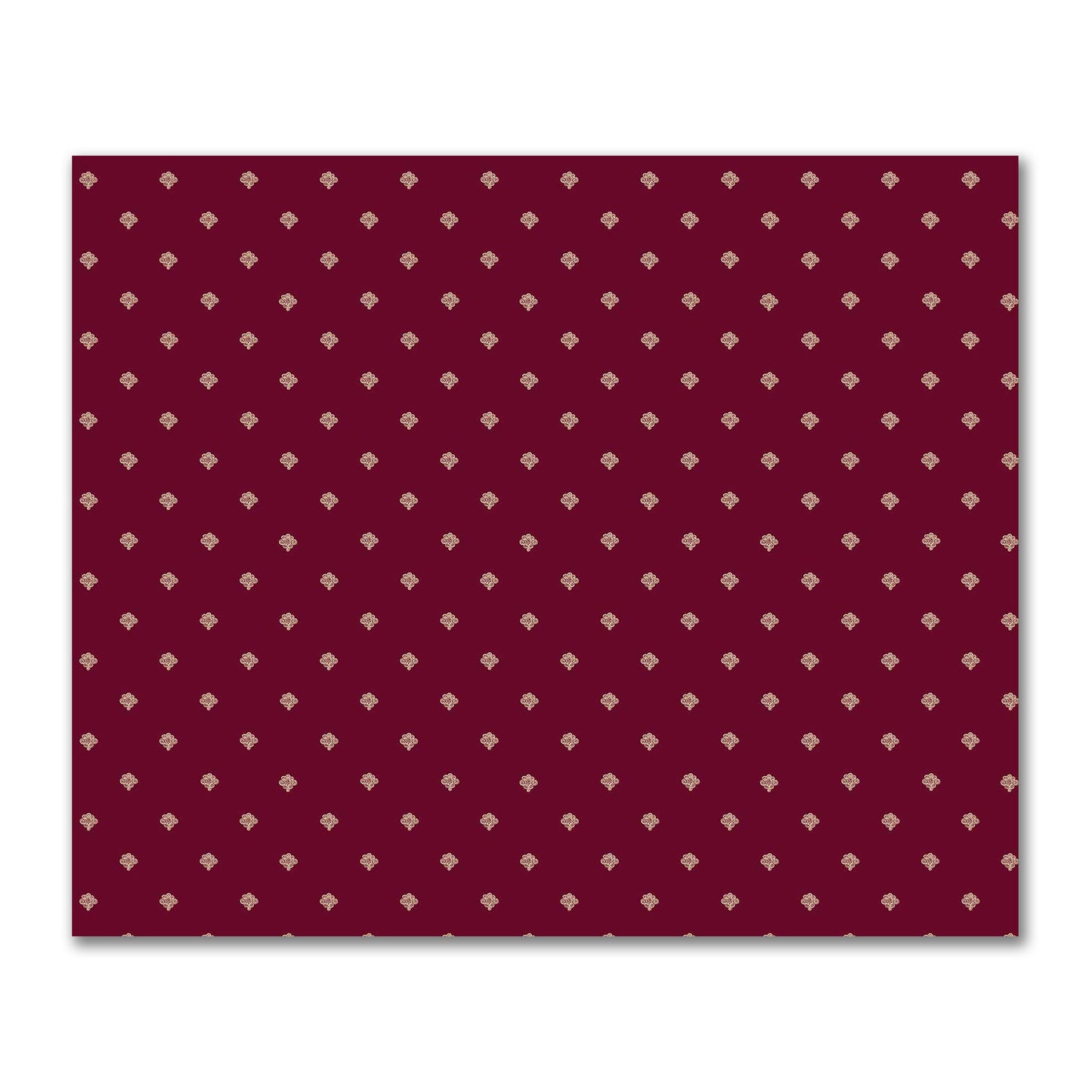 Burgundy Red Cotton Sateen Fabric with Tan Hand-painted Swizzle Motif Print | FACS-1284-172