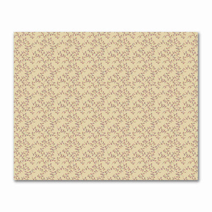 Tan Cotton Sateen Fabric with Burgundy Red Hand-painted Vine Print | FACS-1284-181