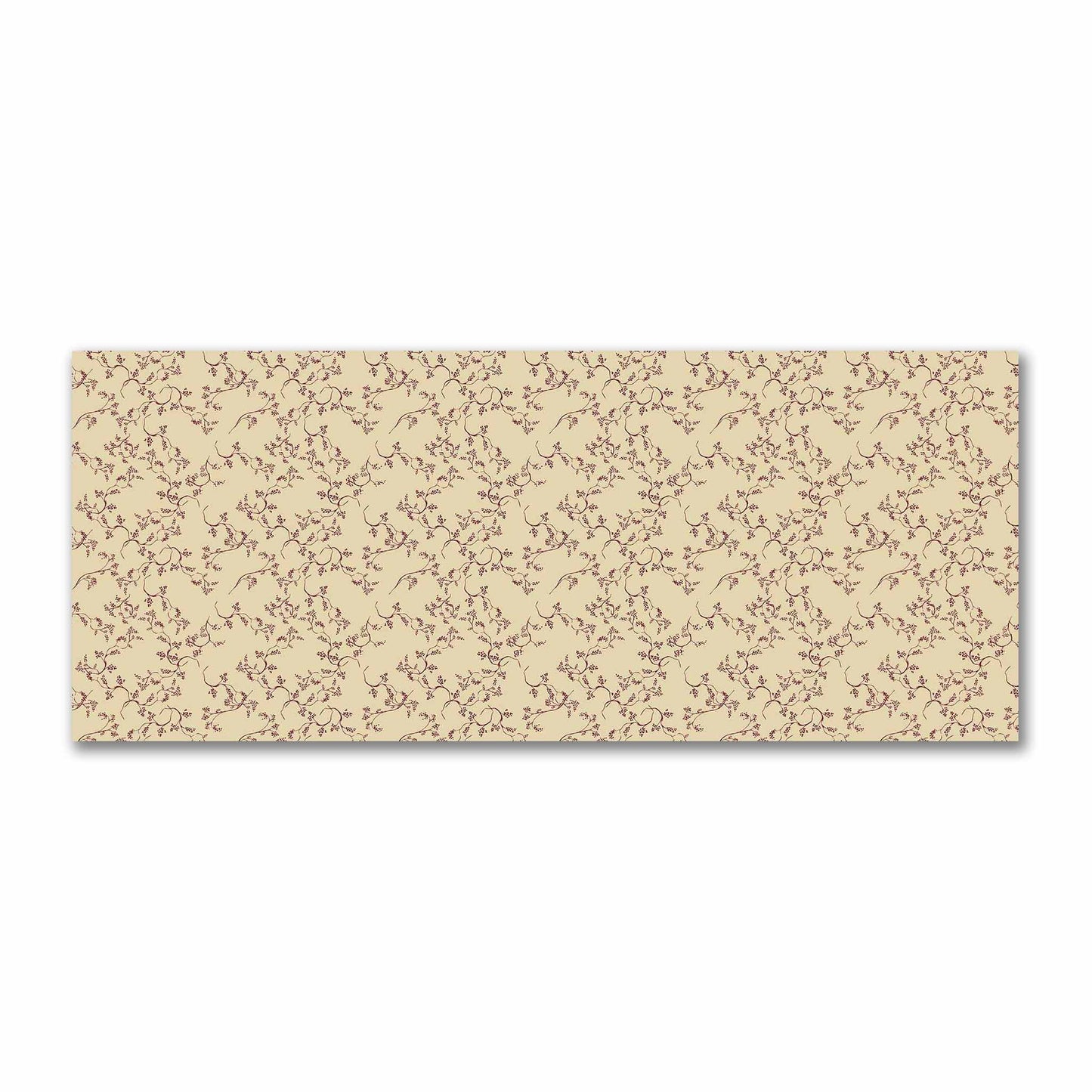 Tan Cotton Sateen Fabric with Burgundy Red Hand-painted Vine Print | FACS-1284-181