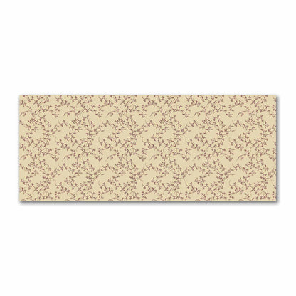 Tan Cotton Sateen Fabric with Burgundy Red Hand-painted Vine Print | FACS-1284-181