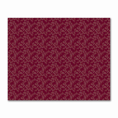 Burgundy Red Cotton Sateen Fabric with Tan Vine Print  | FACS-1284-182