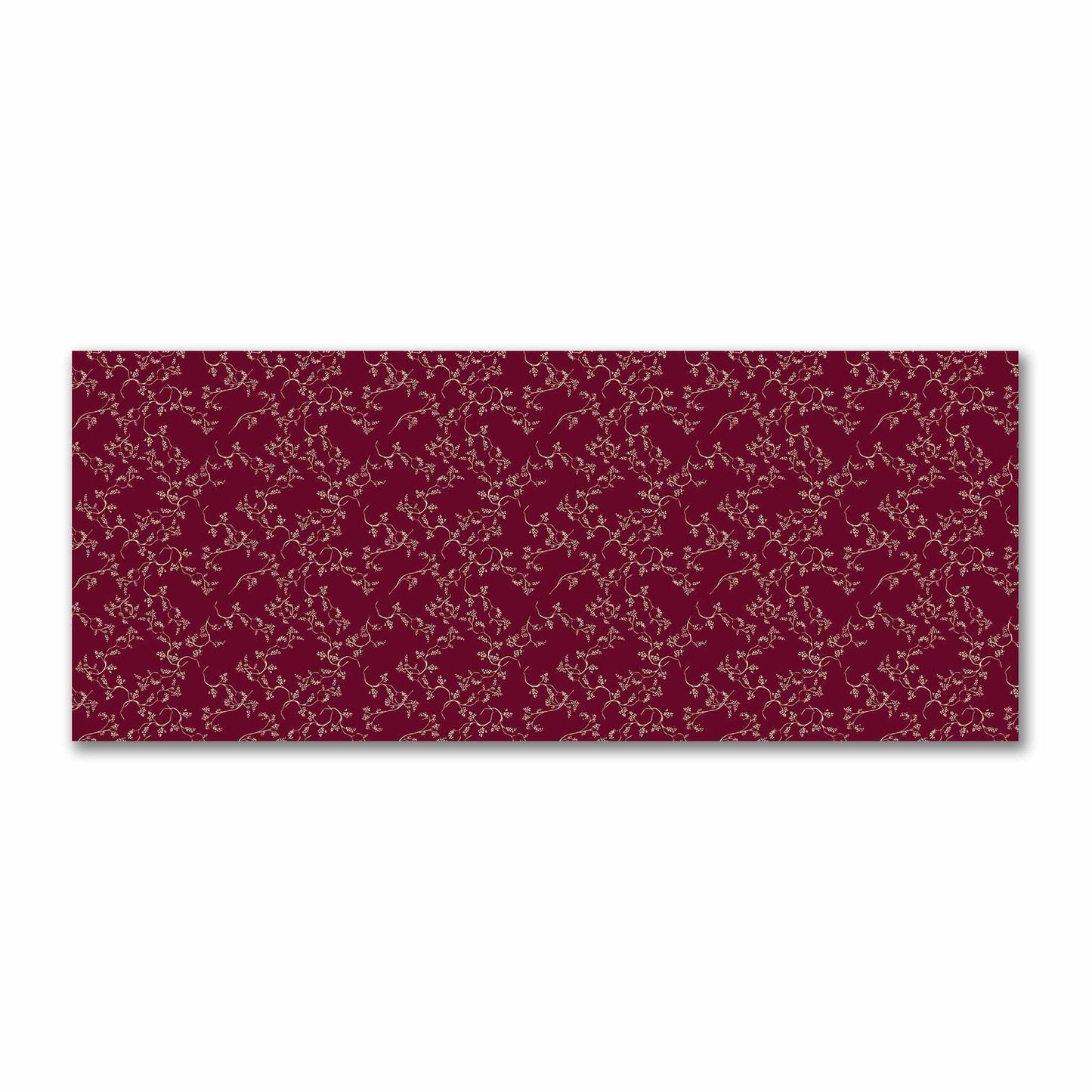 Burgundy Red Cotton Sateen Fabric with Tan Vine Print  | FACS-1284-182