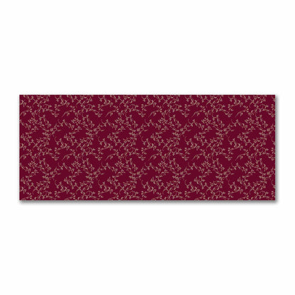 Burgundy Red Cotton Sateen Fabric with Tan Vine Print  | FACS-1284-182