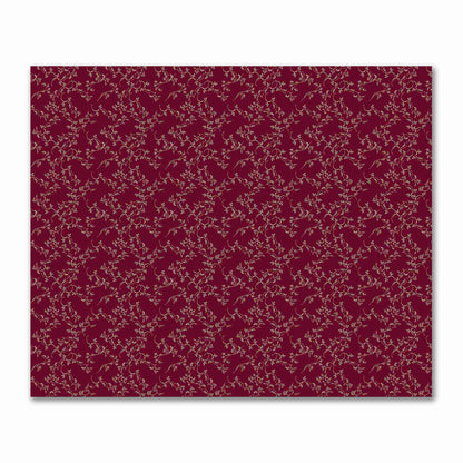 Burgundy Red Cotton Sateen Fabric with Tan Vine Print  | FACS-1284-182