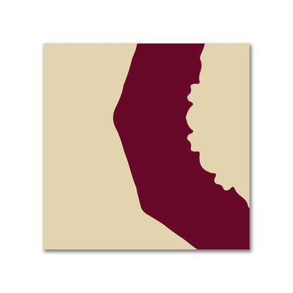 Tan Cotton Sateen Fabric with Bold Burgundy Red Graphic  | FACS-1284-391