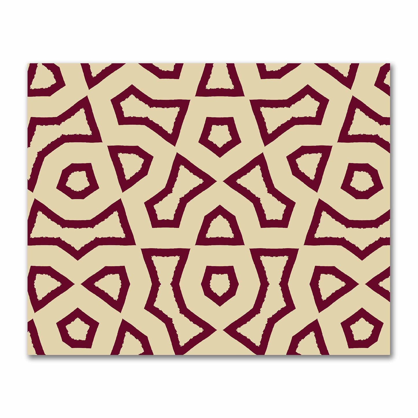 Tan Cotton Sateen Fabric with Bold Burgundy Red Graphic  | FACS-1284-391