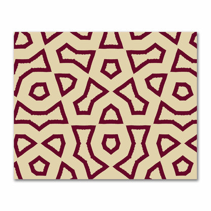 Tan Cotton Sateen Fabric with Bold Burgundy Red Graphic  | FACS-1284-391