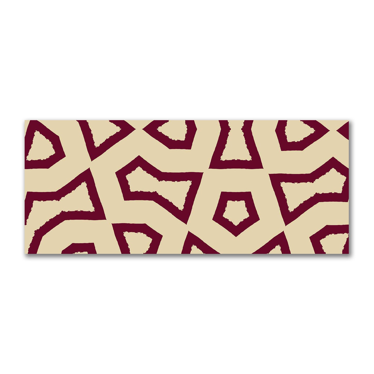Tan Cotton Sateen Fabric with Bold Burgundy Red Graphic  | FACS-1284-391