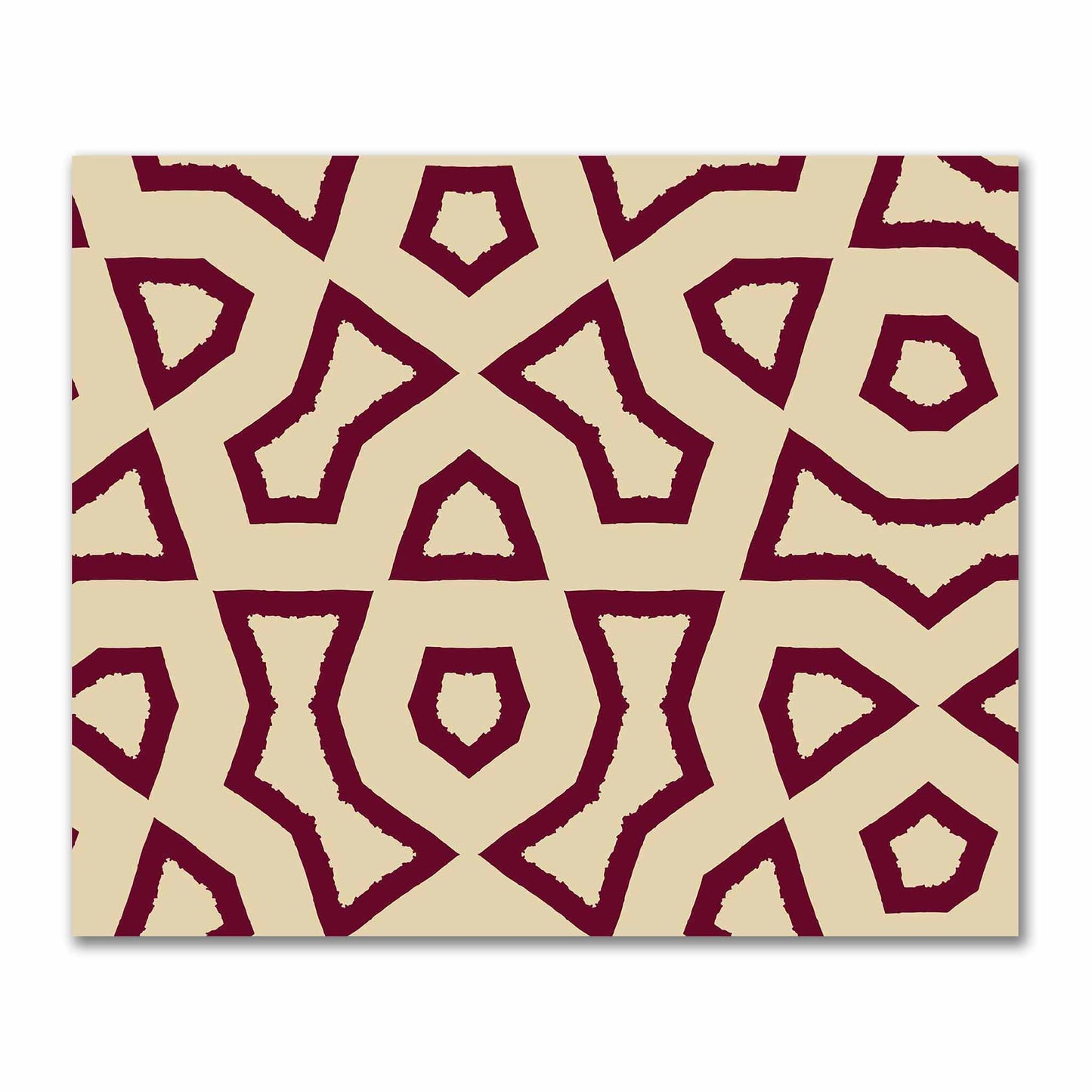 Tan Cotton Sateen Fabric with Bold Burgundy Red Graphic  | FACS-1284-391