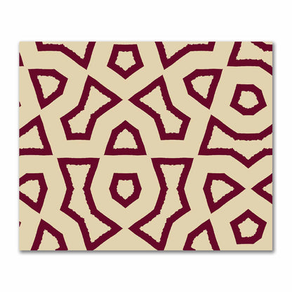 Tan Cotton Sateen Fabric with Bold Burgundy Red Graphic  | FACS-1284-391