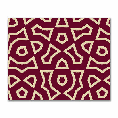 Burgundy Red Cotton Sateen with Bold Tan Graphic  | FACS-1284-392