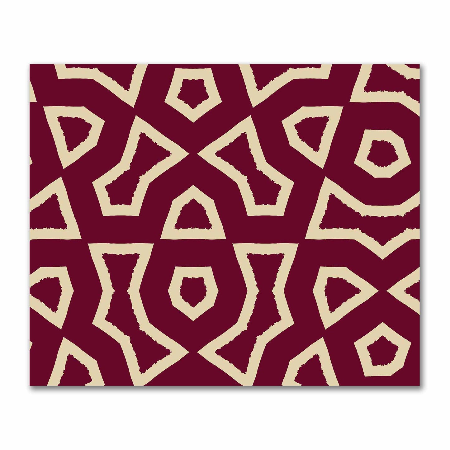 Burgundy Red Cotton Sateen with Bold Tan Graphic  | FACS-1284-392