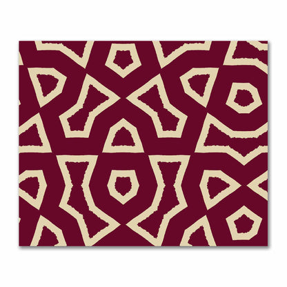 Burgundy Red Cotton Sateen with Bold Tan Graphic  | FACS-1284-392