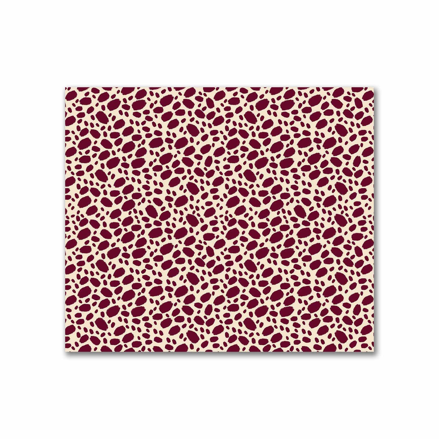 Beige Cotton Sateen Fabric with Burgundy Red Hand-painted Dab Motif Print | FACS-1285-092