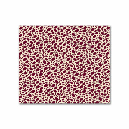 Beige Cotton Sateen Fabric with Burgundy Red Hand-painted Dab Motif Print | FACS-1285-092
