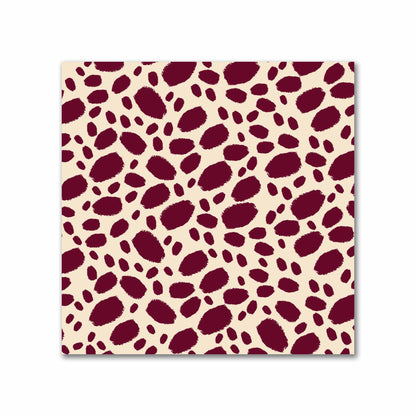 Beige Cotton Sateen Fabric with Burgundy Red Hand-painted Dab Motif Print | FACS-1285-092