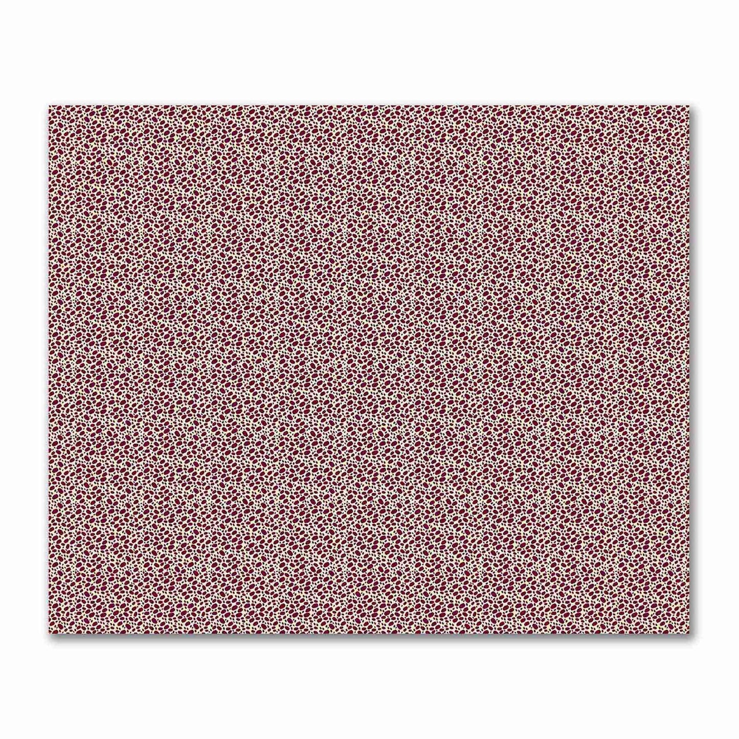 Beige Cotton Sateen Fabric with Burgundy Red Hand-painted Dab Motif Print | FACS-1285-092