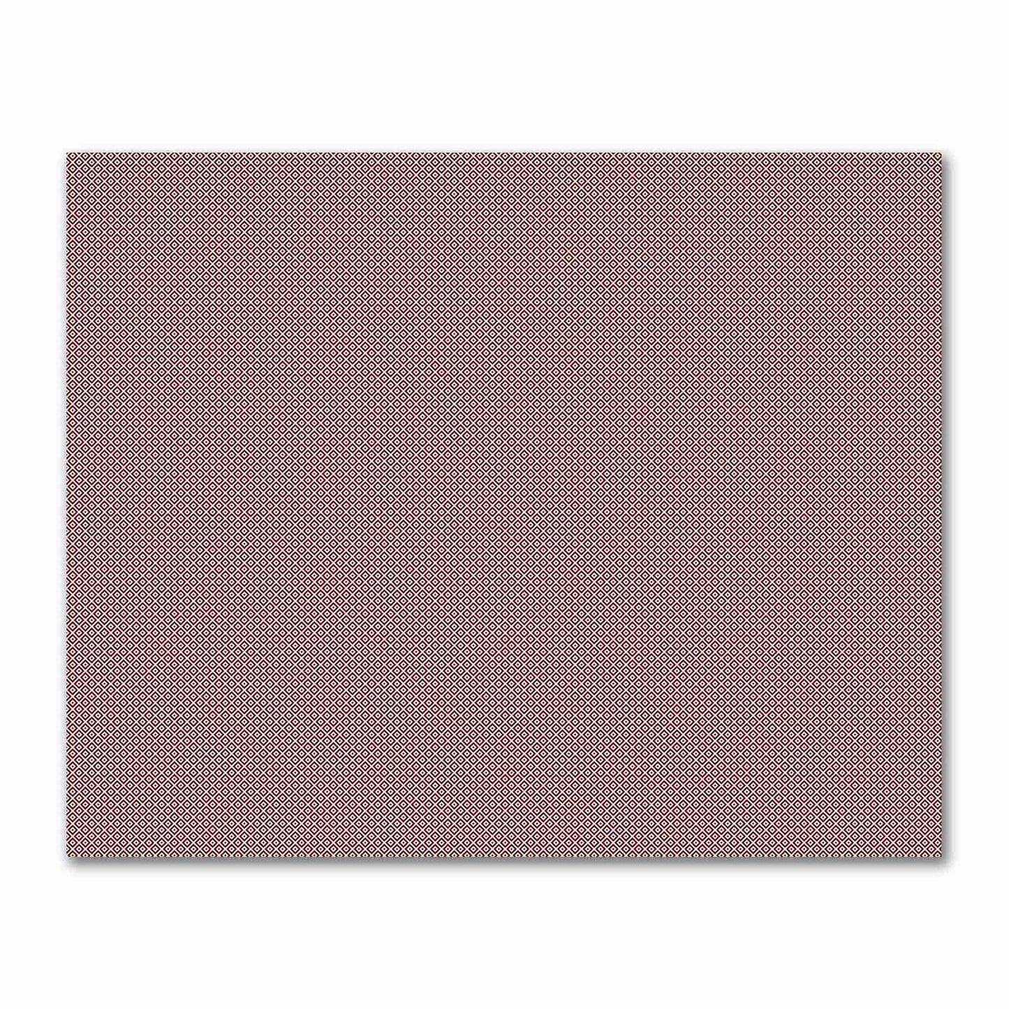 Beige Cotton Sateen Fabric with Burgundy Red Repeating Square Motif Print | FACS-1285-122