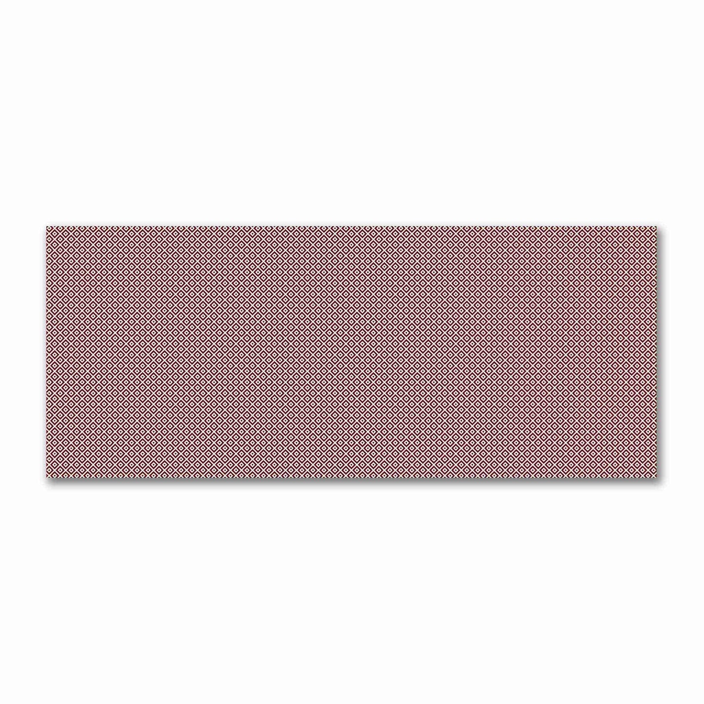 Beige Cotton Sateen Fabric with Burgundy Red Repeating Square Motif Print | FACS-1285-122