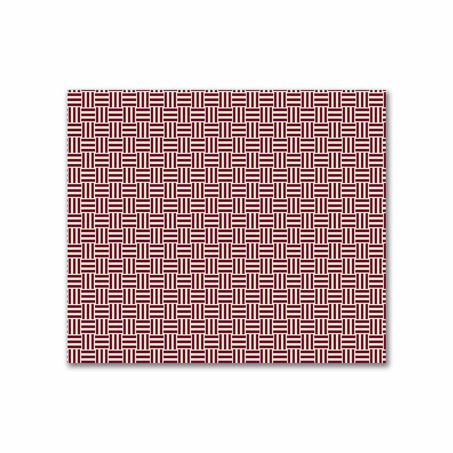 Beige Cotton Sateen Fabric with Burgundy Red Single Weave Motif Print | FACS-1285-142