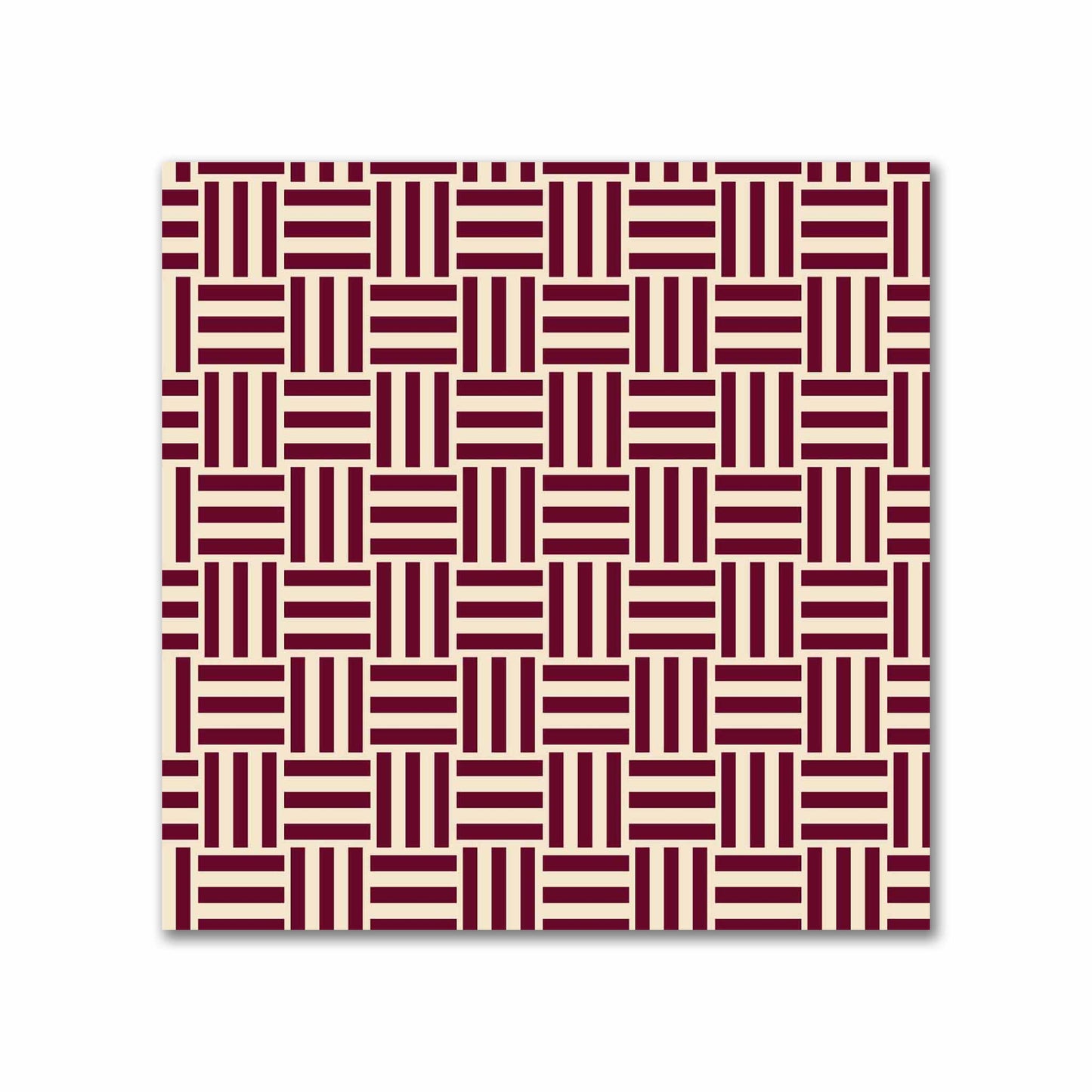 Beige Cotton Sateen Fabric with Burgundy Red Single Weave Motif Print | FACS-1285-142