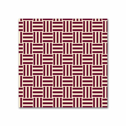 Beige Cotton Sateen Fabric with Burgundy Red Single Weave Motif Print | FACS-1285-142