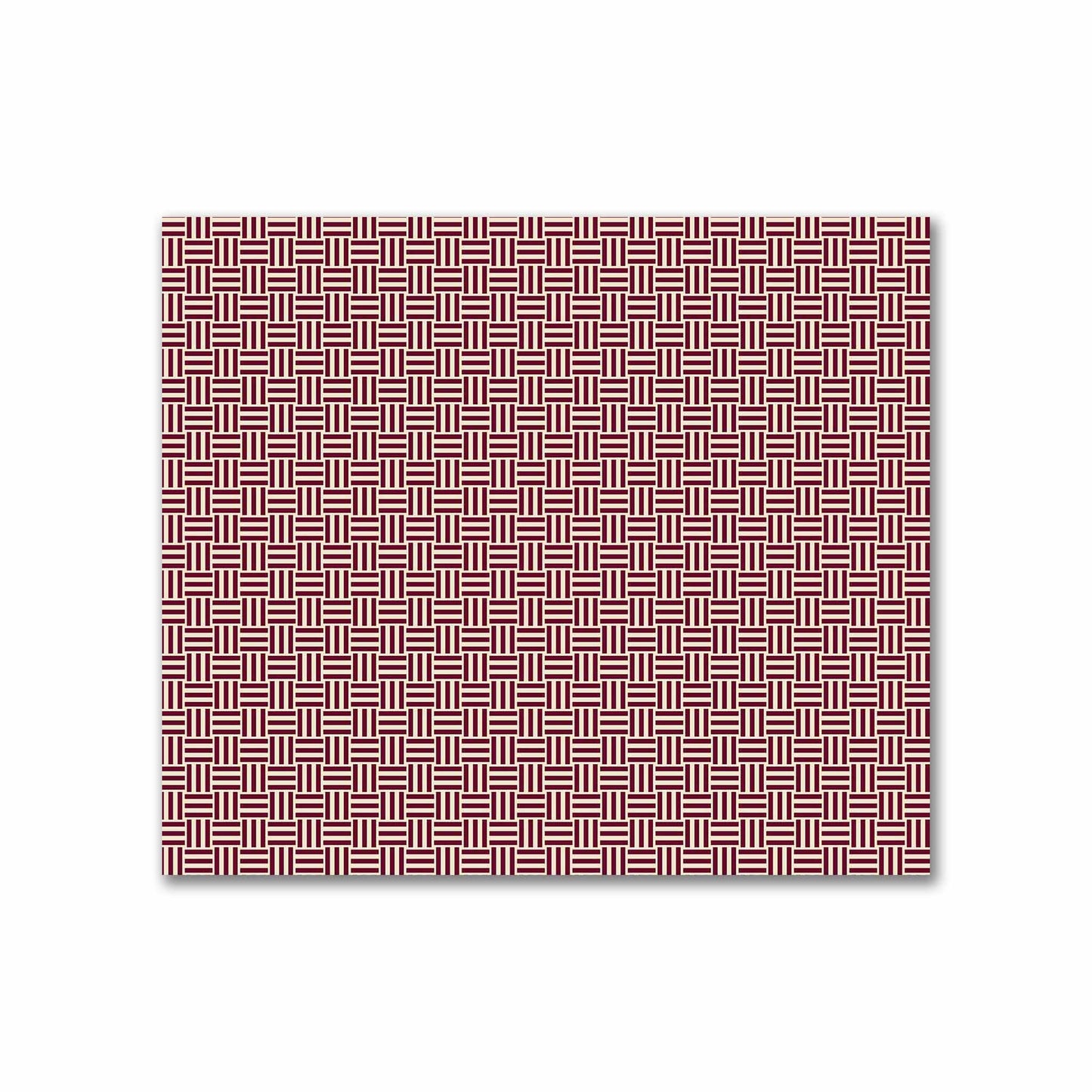 Beige Cotton Sateen Fabric with Burgundy Red Double Weave Motif Print | FACS-1285-144