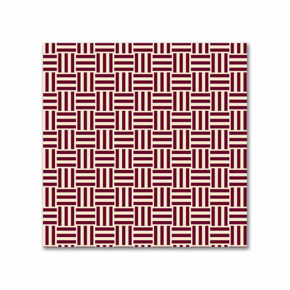 Beige Cotton Sateen Fabric with Burgundy Red Double Weave Motif Print | FACS-1285-144