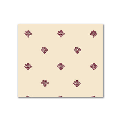 Beige Cotton Sateen Fabric with Burgundy Red Hand-painted Swizzle Motif Print | FACS-1285-171