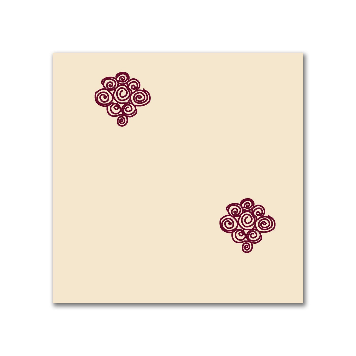 Beige Cotton Sateen Fabric with Burgundy Red Hand-painted Swizzle Motif Print | FACS-1285-171