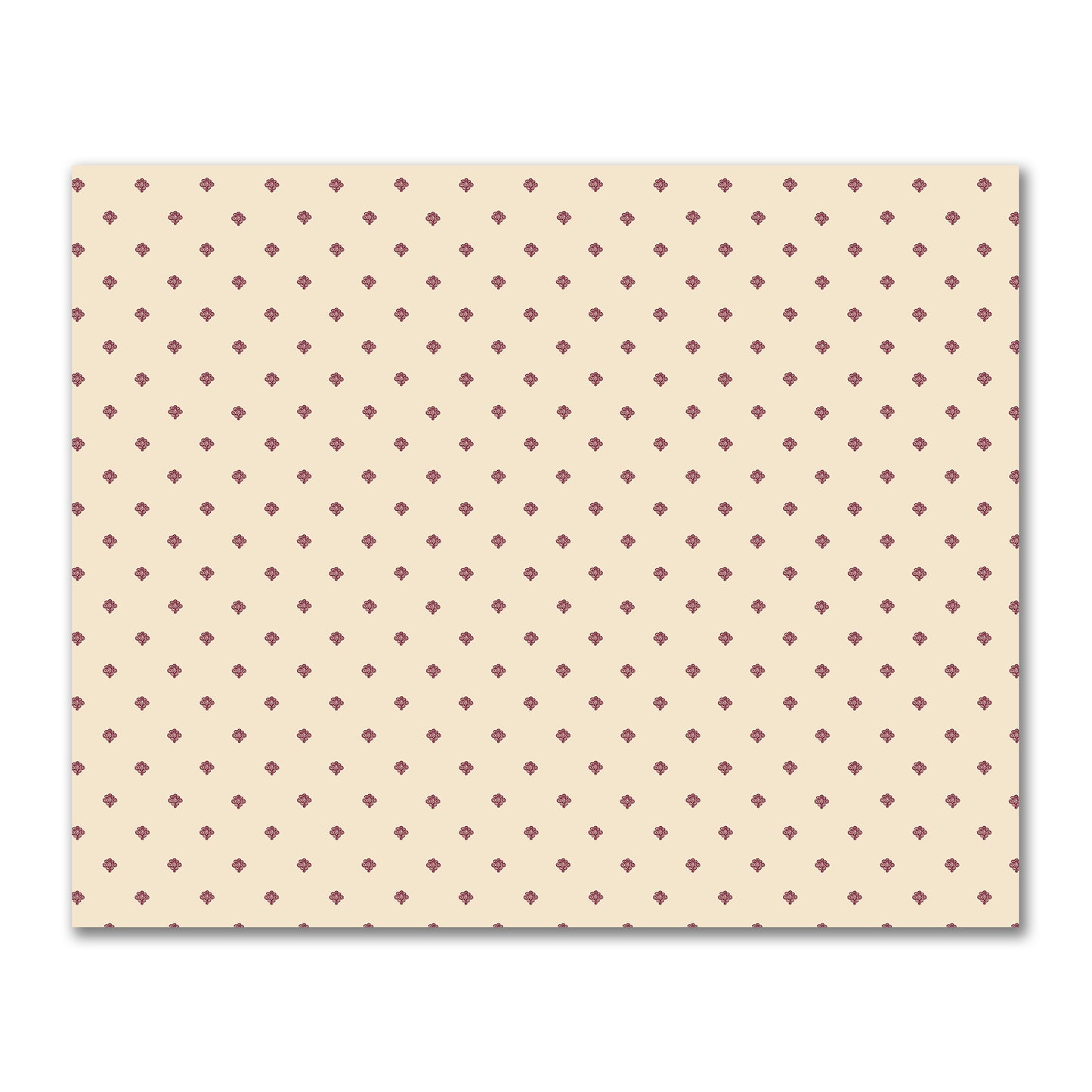 Beige Cotton Sateen Fabric with Burgundy Red Hand-painted Swizzle Motif Print | FACS-1285-171